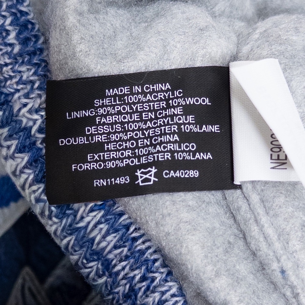 New Era Pom Pom‎ Knit Beanie Gray Blue Striped Winter Hat - Picture 17 of 17